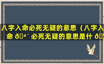 八字入命必死无疑的意思（八字入命 🪴 必死无疑的意思是什 🦈 么）